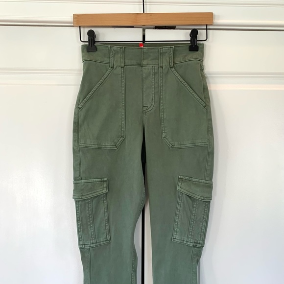 Spanx Pants Green Twill Cargo Legging Skinny Tummy Control Stretch Crop Size XS - Picture 4 of 11
